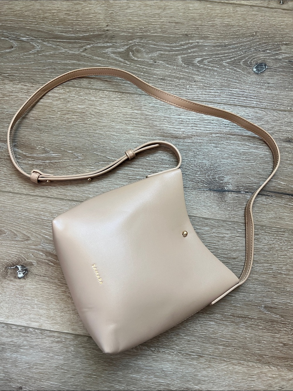 Samara - Structured Nude Crossbody Bag with Slim Adjustable Strap